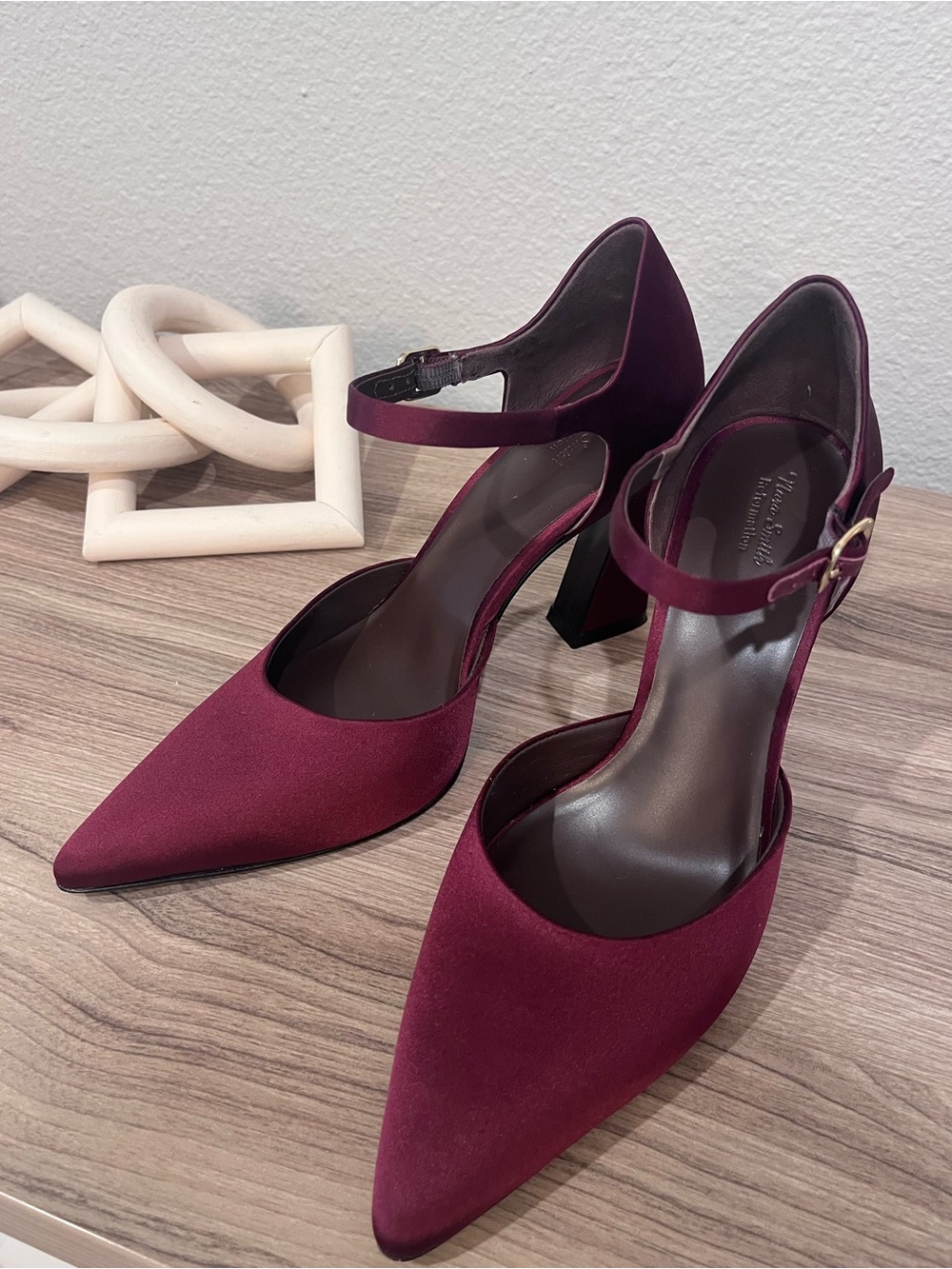 Reformation x Nara Smith Ember Pump in Ruby Satin